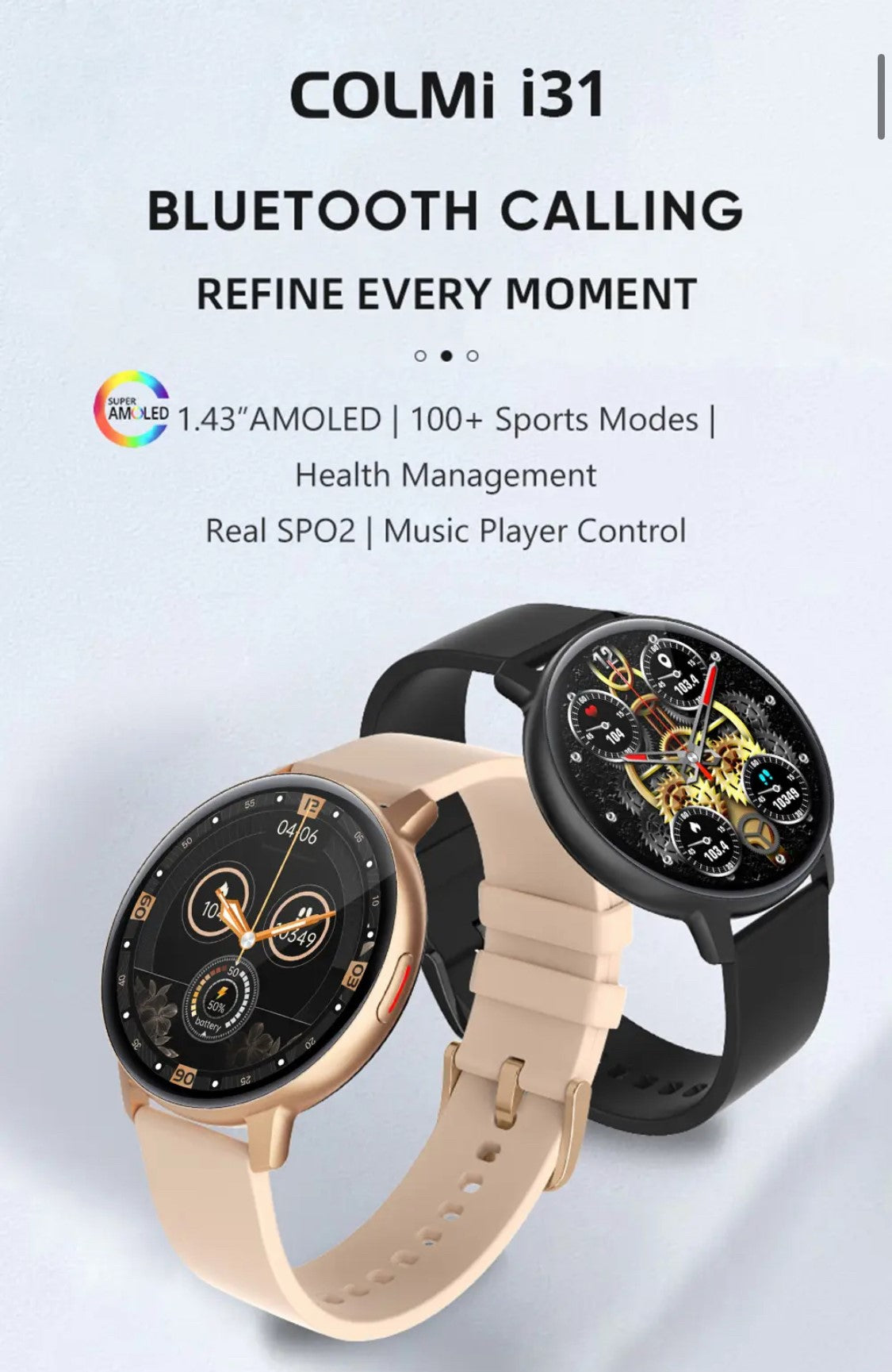 Advanced Features Colmi i31 Black Smartwatch | Smart Watch South Africa