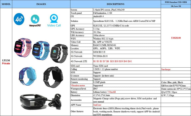 LT 12 Kids Smart Watch Black, smartwatch for kids - Smart Watch South Africa