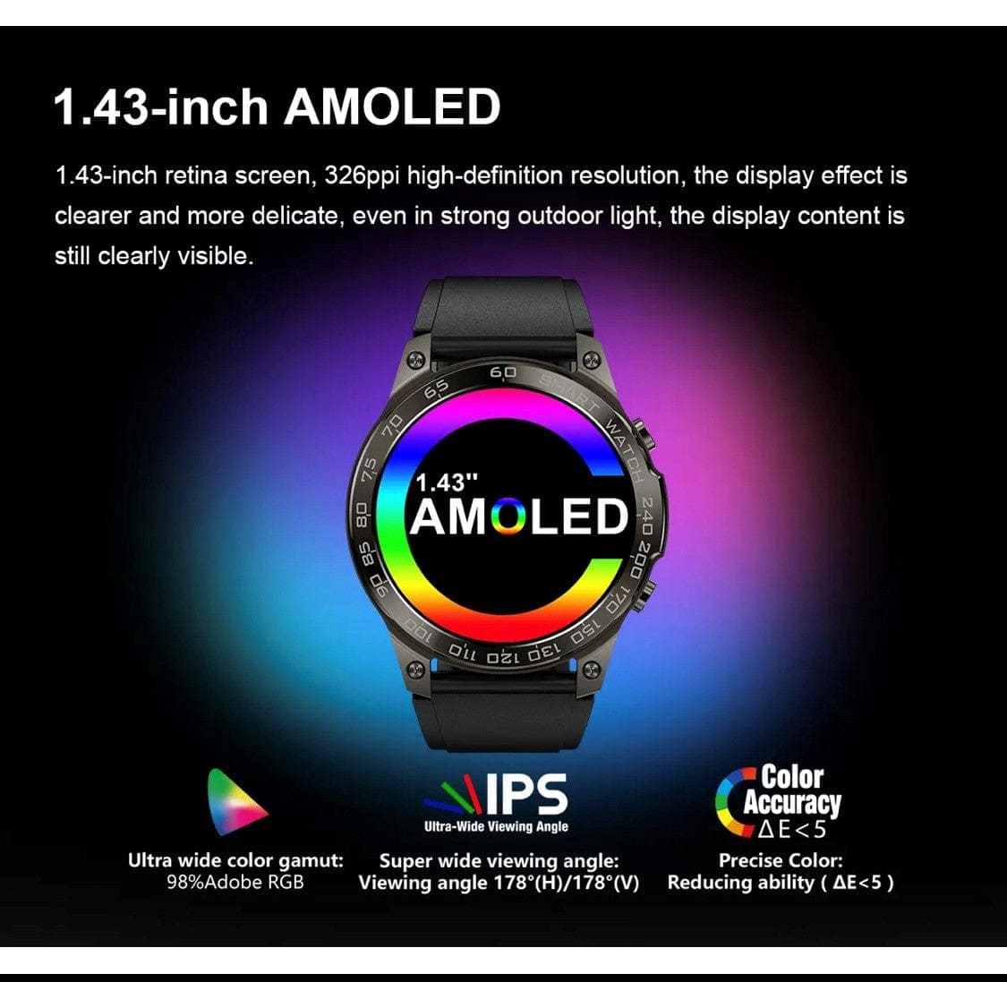 Smart Watch South Africa Smart Watch Black Senbono DM 50 Amoled Black