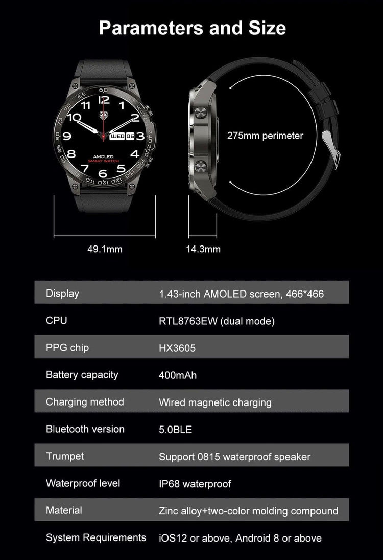 Smart Watch South Africa Smart Watch Black Senbono DM 50 Amoled Black