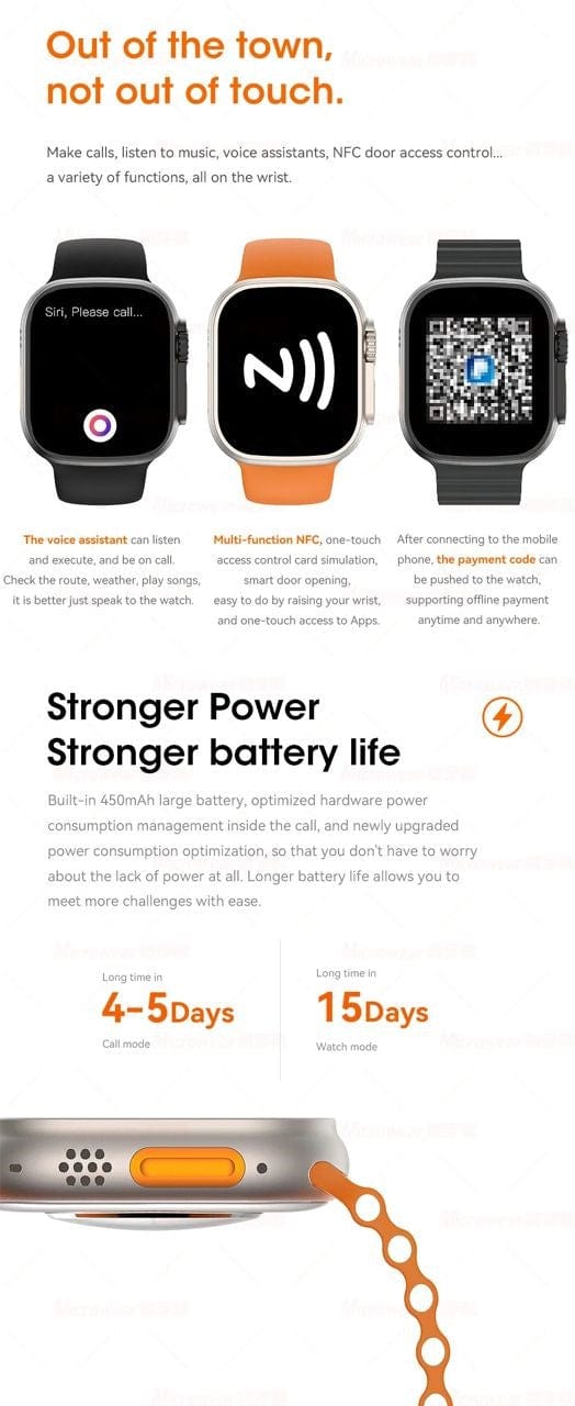 Smart Watch South Africa  Smart Watch Black W68 Ultra Microwear Black Bubble Strap