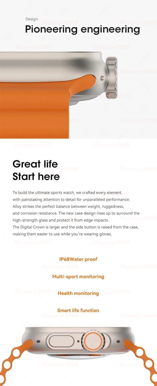 Smart Watch South Africa  Smart Watch Black W68 Ultra Microwear Black Bubble Strap