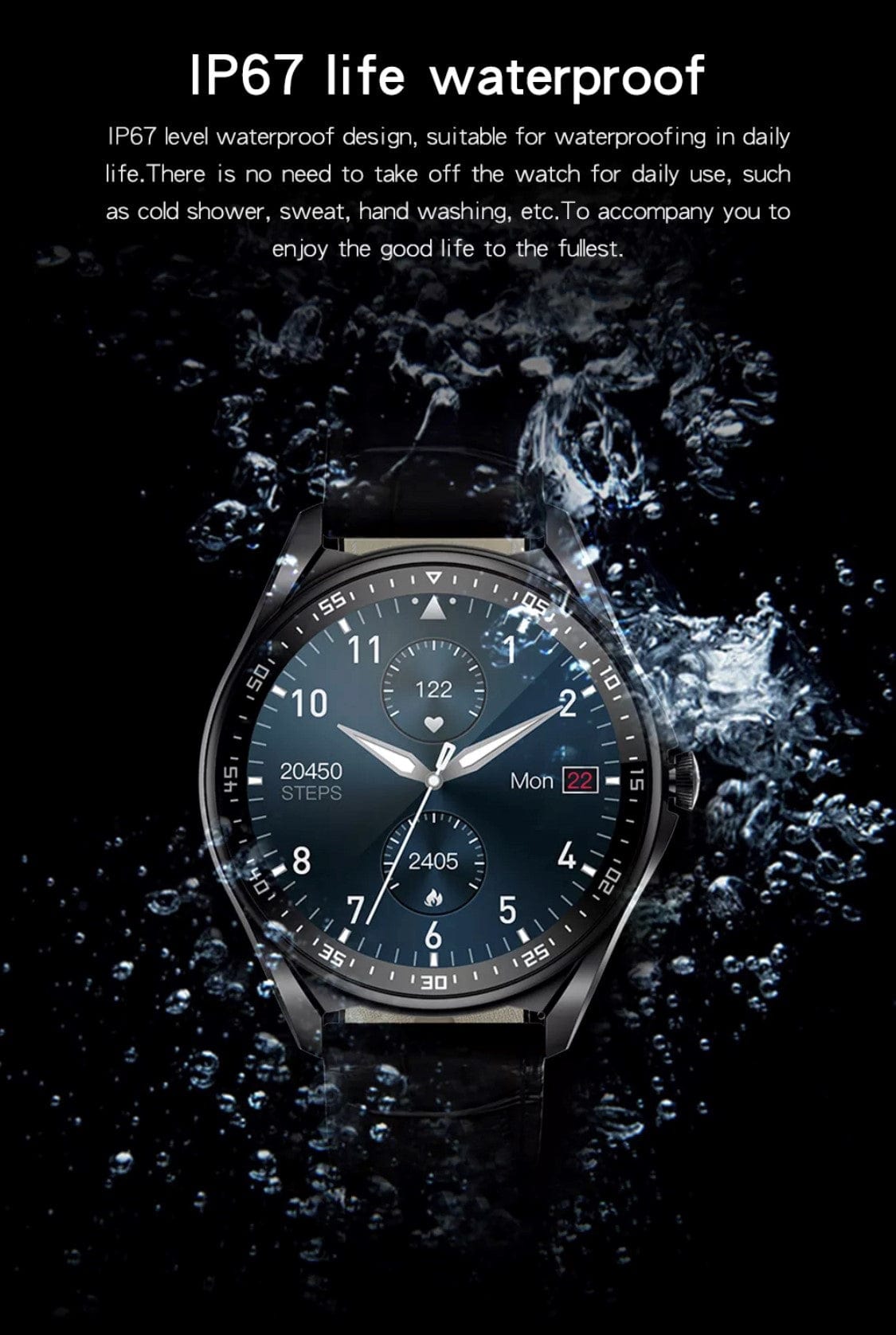 Smart Watch South Africa Watches Black Leather & Black Silicone SMARTOBY High End Business Black Leather & Black Silicone strap