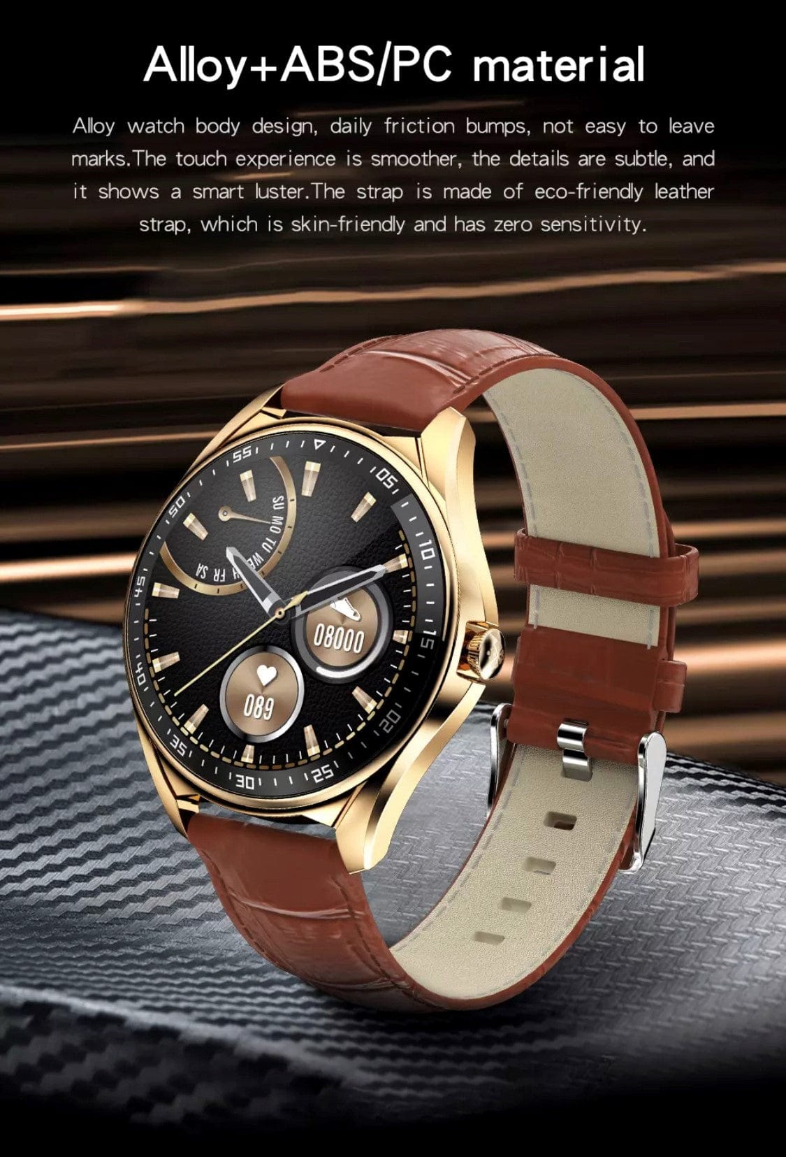 Smart Watch South Africa Watches Black Leather & Black Silicone SMARTOBY High End Business Black Leather & Black Silicone strap
