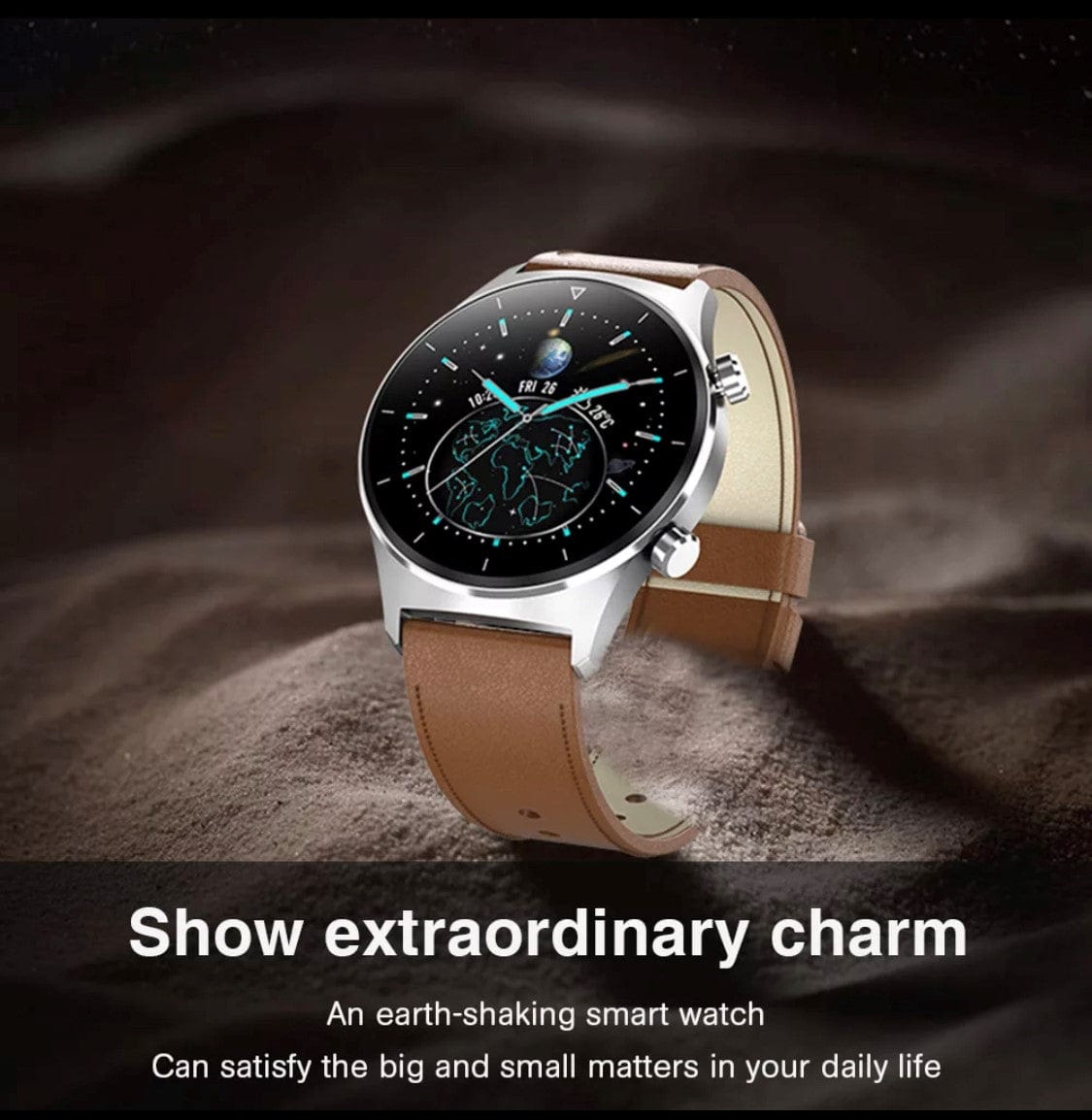 Smart Watch South Africa Watches Black Leather & Black Silicone Strap SMARTOBY Pro Men Smartwatch Black Leather & Black Silicone