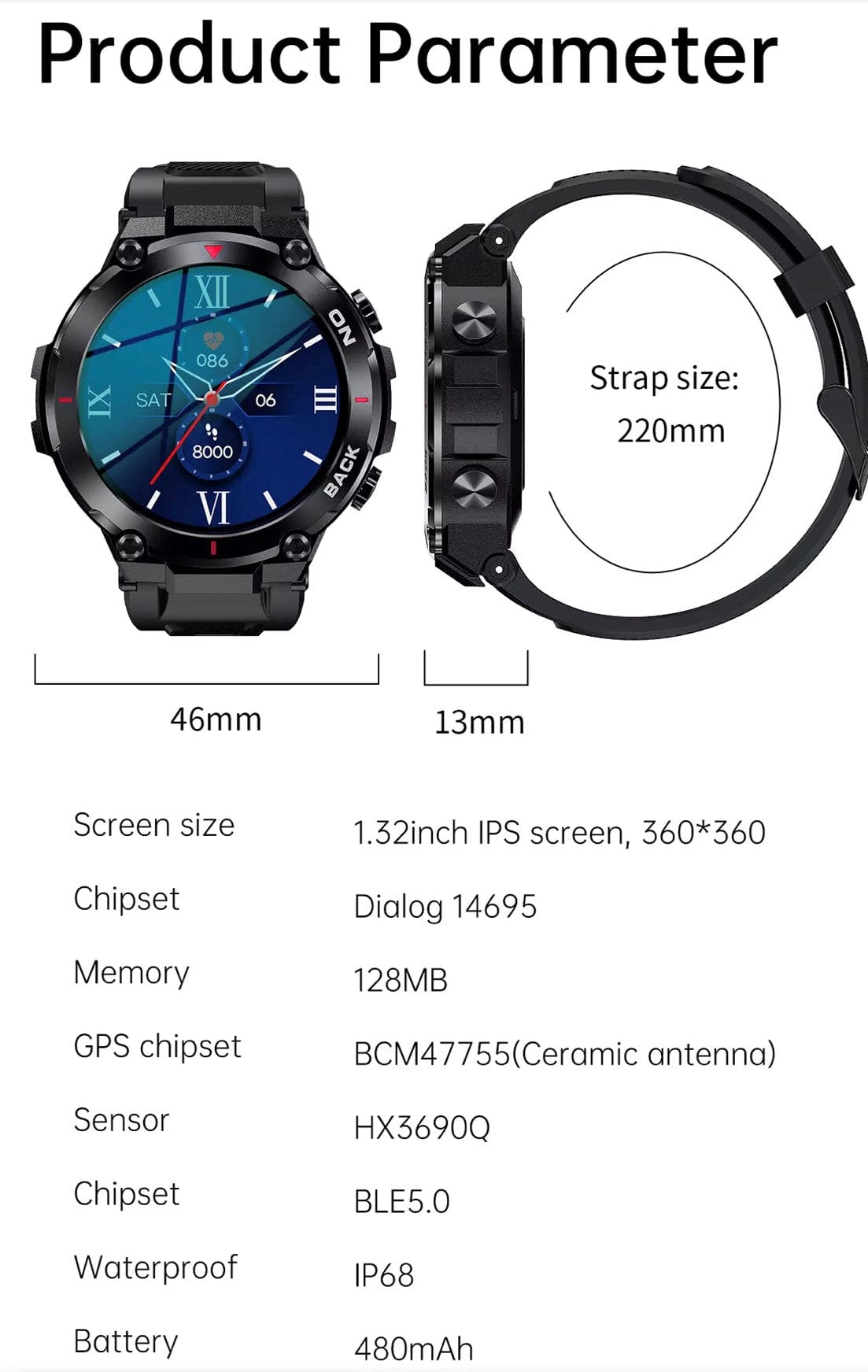 Smart Watch South Africa Watches Black SENBONO K37 Black