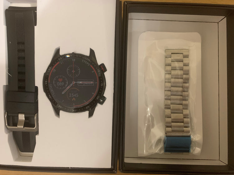 SMARTOBY Pro D1 Men Smartwatch Black Silicone & Silver Steel straps - Smart Watch SA