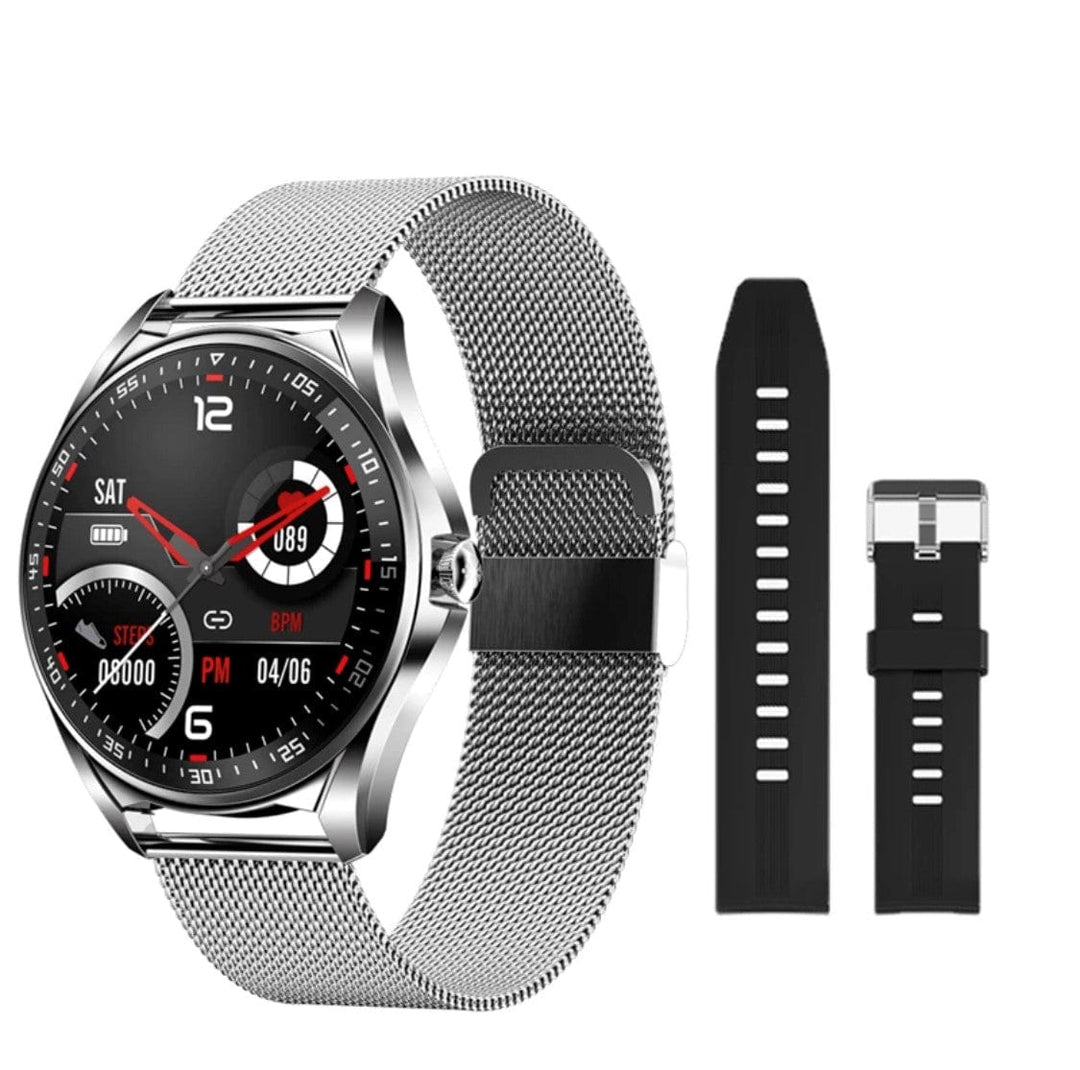 SMARTOBY Pro D1 Men Smartwatch Black Silicone & Silver Steel straps - Smart Watch SA