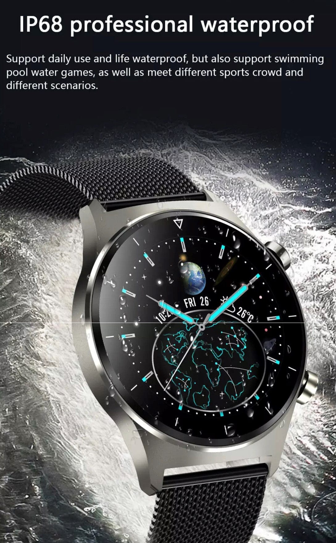 Smart Watch South Africa Watches Black Steel & Black Silicone Strap SMARTOBY Pro Men Smartwatch Black Steel & Black Silicon