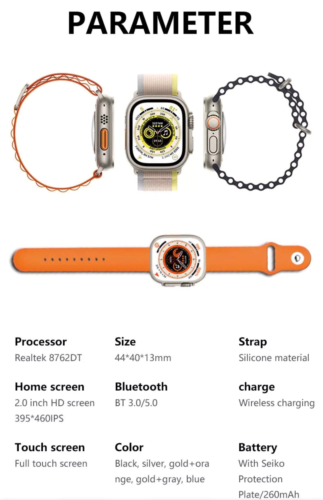 Smart Watch South Africa Watches Blue WS 8 Pro Ultra Blue + free Bubble Strap