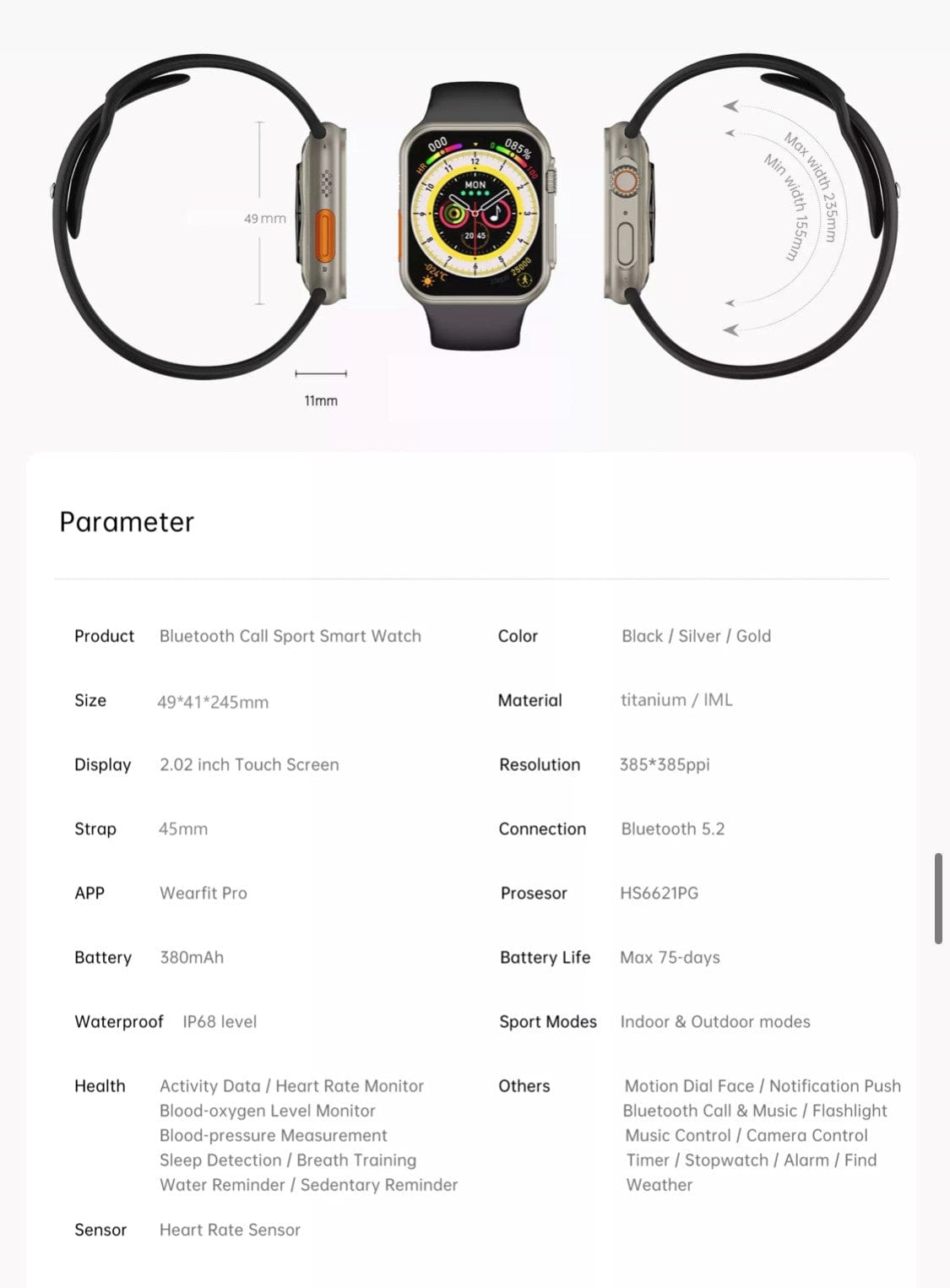 Smart Watch South Africa Watches Gold N8 Ultra Gold