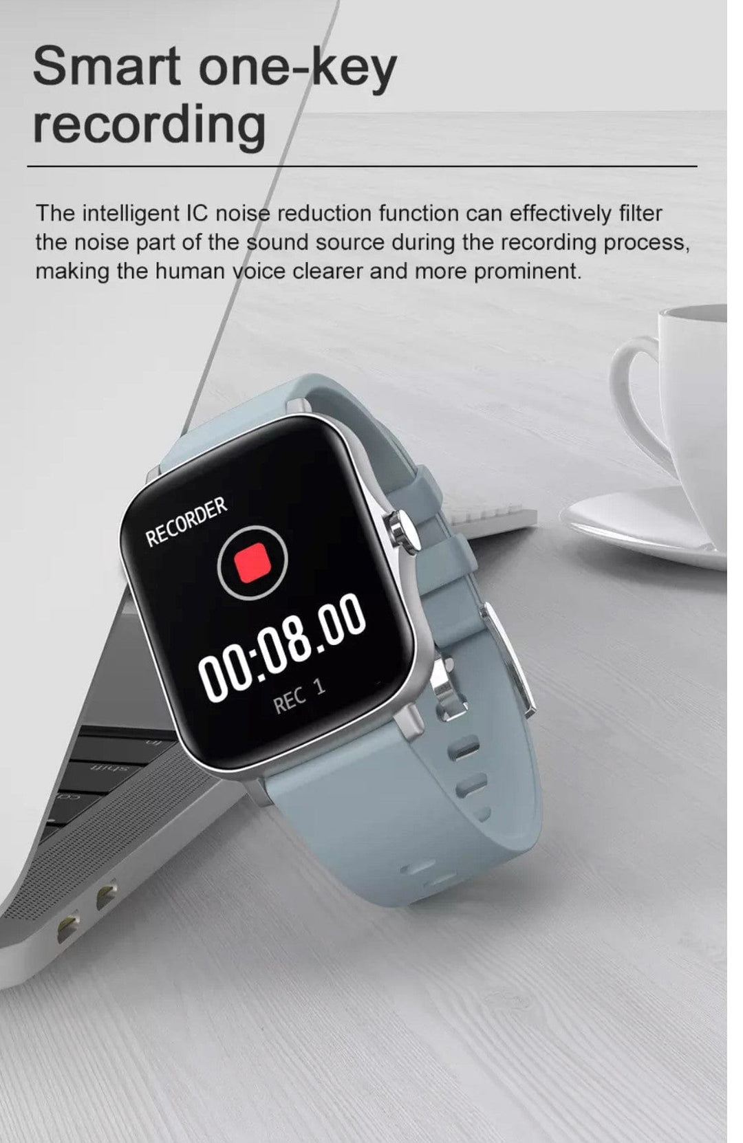 Smartoby P8 MAX Light Gray With BT Call - Smart Watch SA