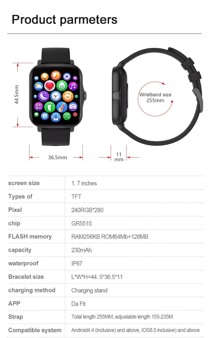 Smartoby P8 Max Light Gray Smart Watch with BT Call - Smart Watch SA