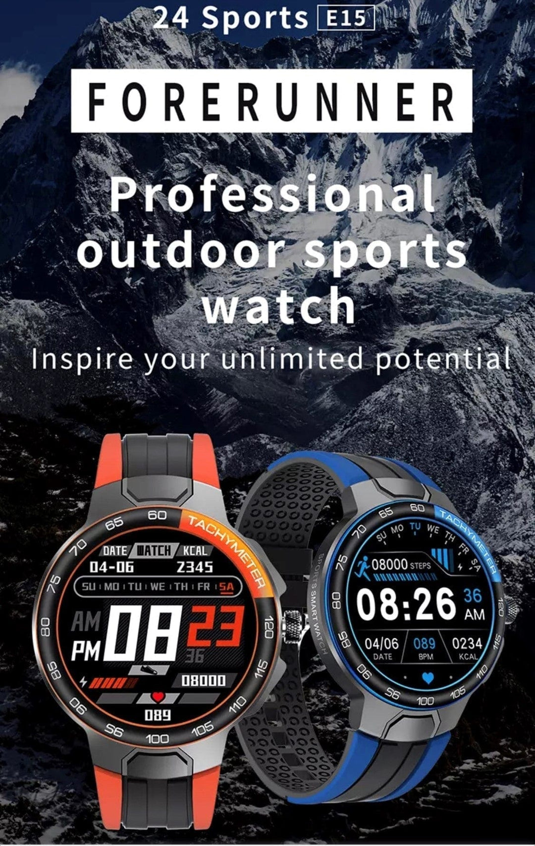 SMARTOBY E15 Orange Sports Smart Watch
