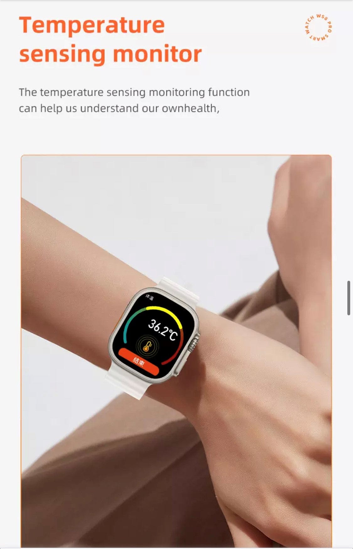 Smart Watch South Africa Watches Orange WS 8 Pro Ultra Orange + free Bubble Strap