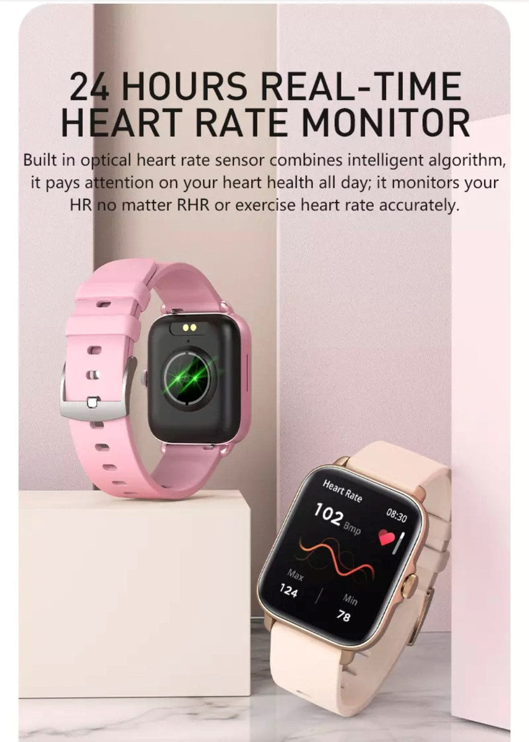 Pink Plus Smart Watch with BT caliing - Smart Watch SA