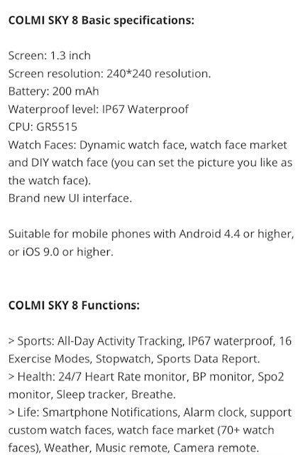 COLMI SKY 8 With Music - Pink Gold-Smart Watch South Africa