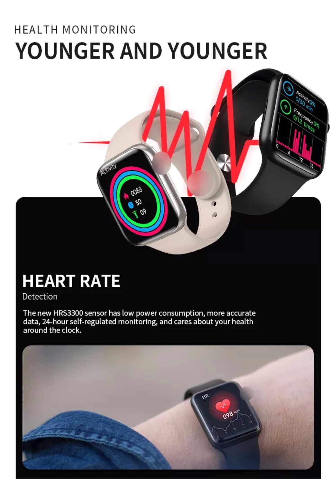 HW 57 Pro Black-- Verious Colours Straps Availible R68 Each. Smart Watch South Africa