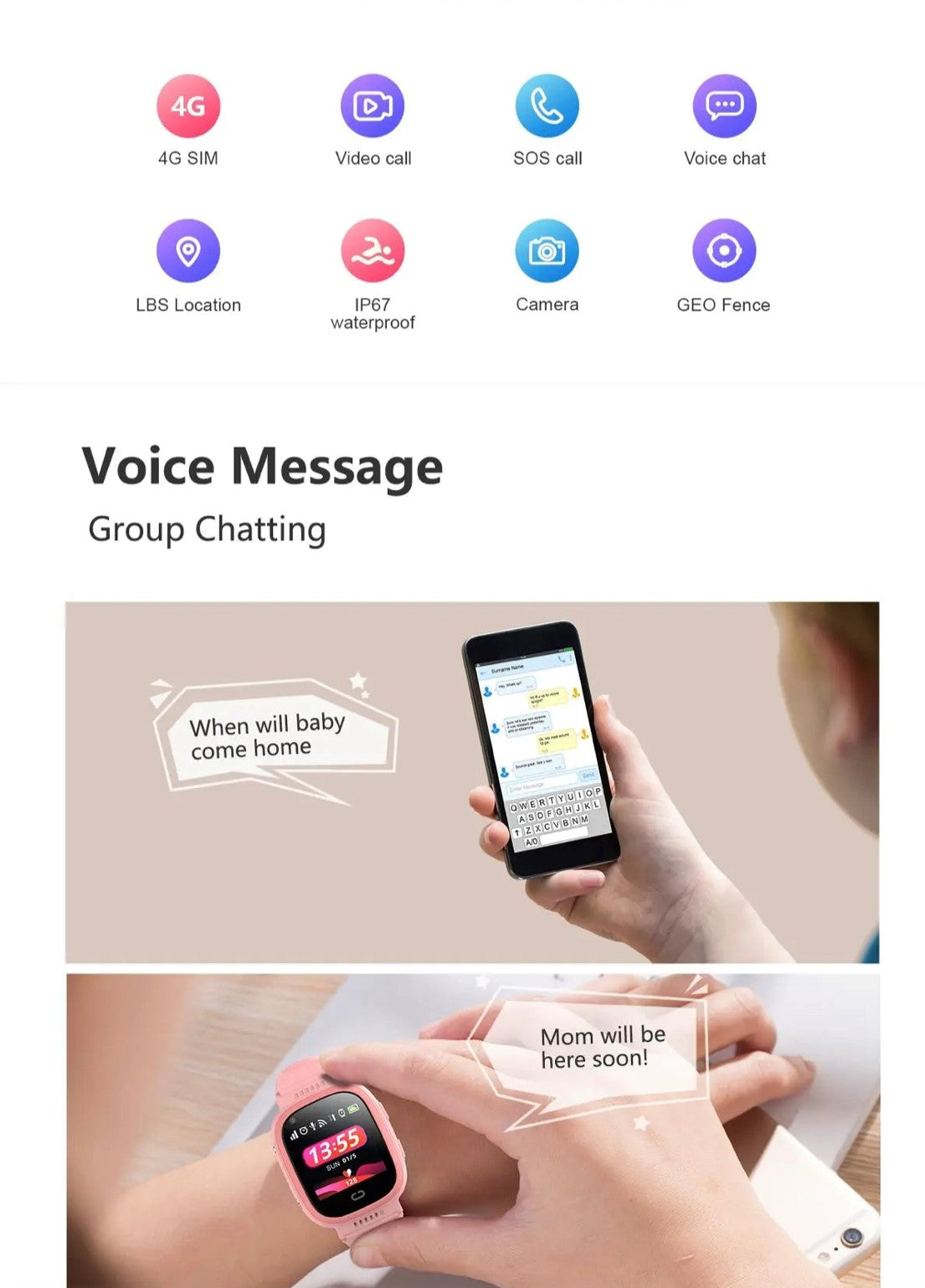 LT08 Kids Tracking GPS Smart Watch Black Smart Watch South Africa