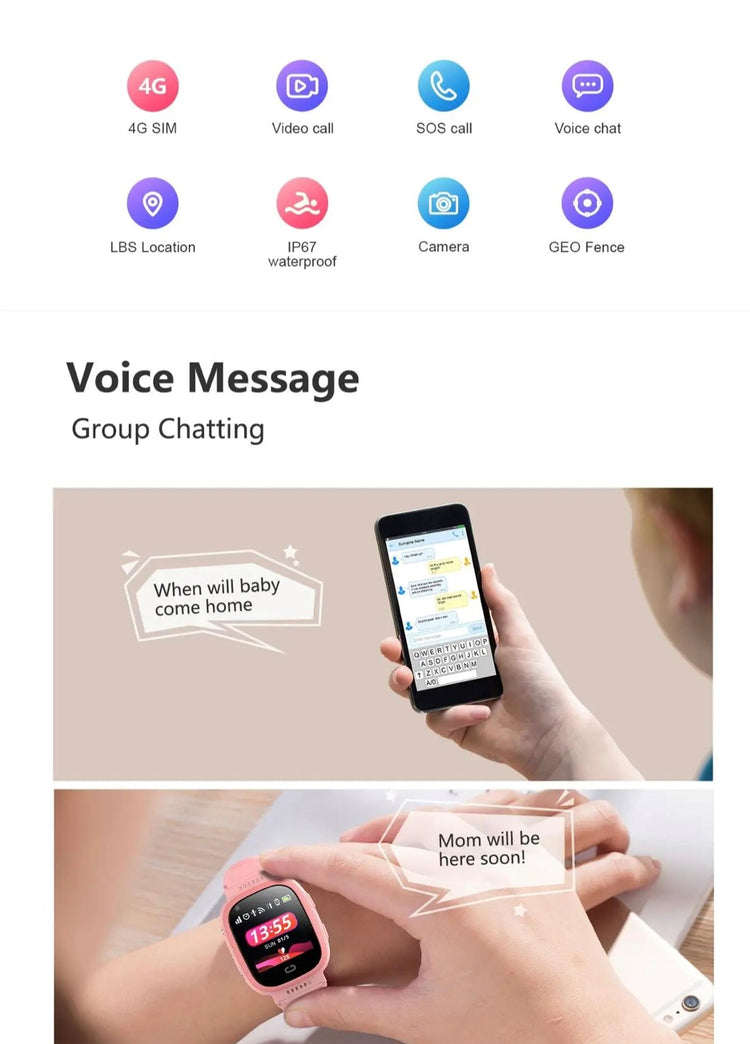 LT08 Kids Tracking GPS Smart Watch Black Smart Watch South Africa