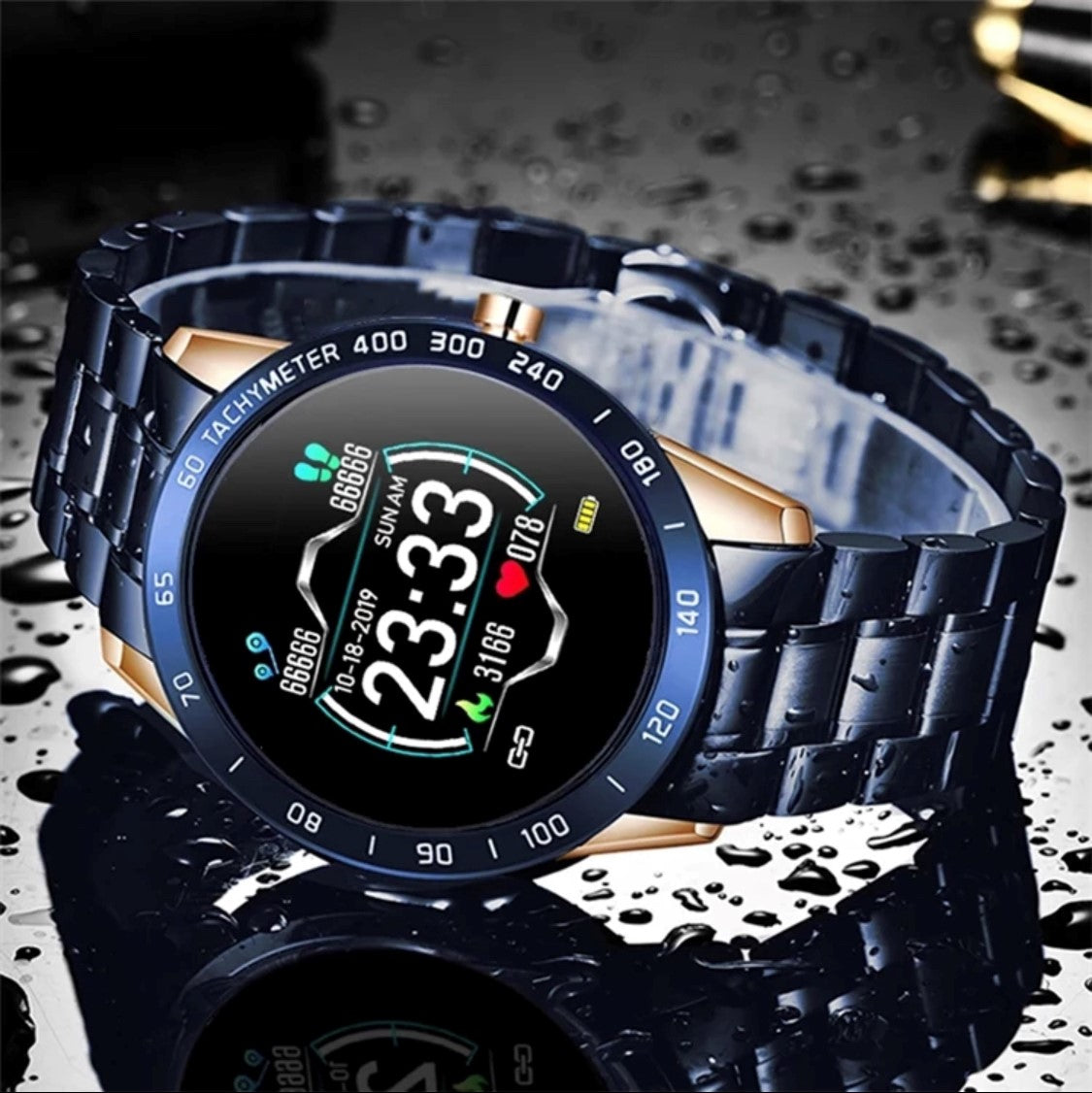 LIGE Smart Watch 122C Blue and Gold-Smart Watch South Africa