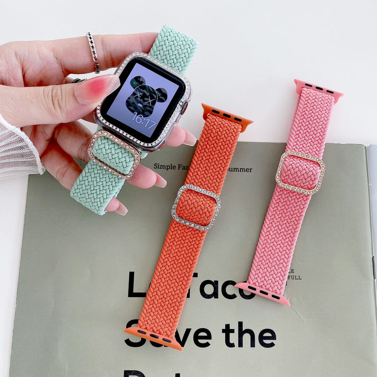 Adjustable Nylon Braided Elastic Strap With Diamonds - Smart Watch South Africa
