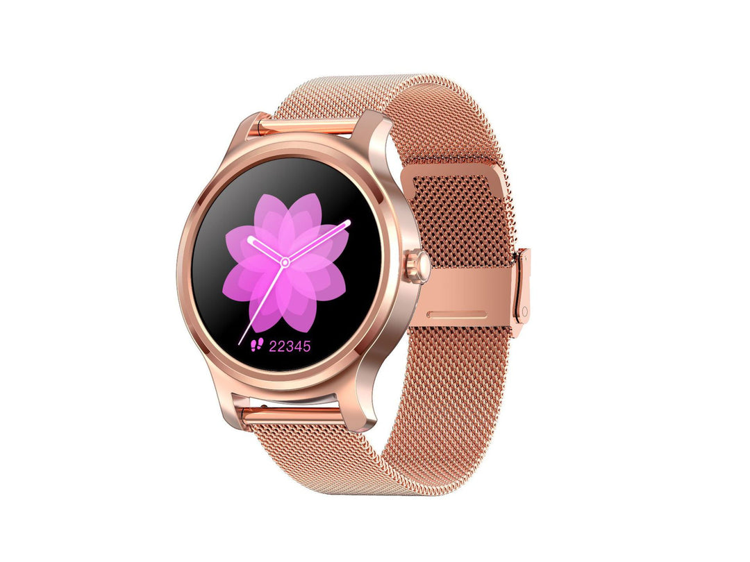 Smart Wach with Stainless Steel Pink Strap