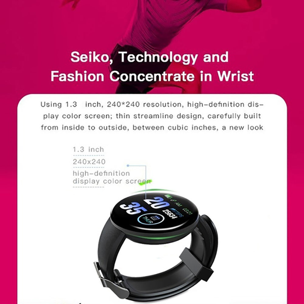 D18 Bluetooth Smart Watch, Men Women Blood Pressure Heart Rate Monitor Smart Watch, Pedometer Sport Tracker Smart Band For Android IOS