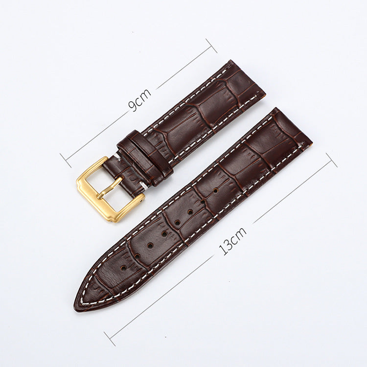 Head Layer Leather Bamboo Knot Pattern Watch Strap Accessories