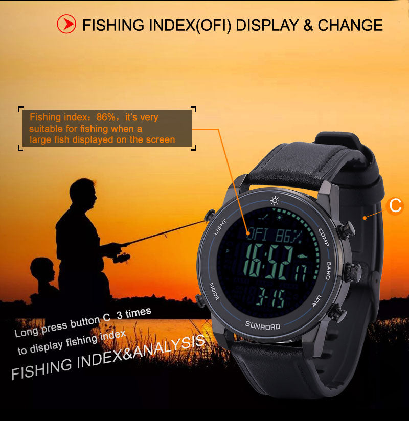 Men's Fishing Pressure Thermometer Waterproof Watch