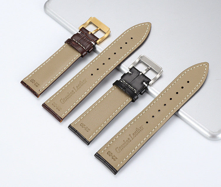 Head Layer Leather Bamboo Knot Pattern Watch Strap Accessories