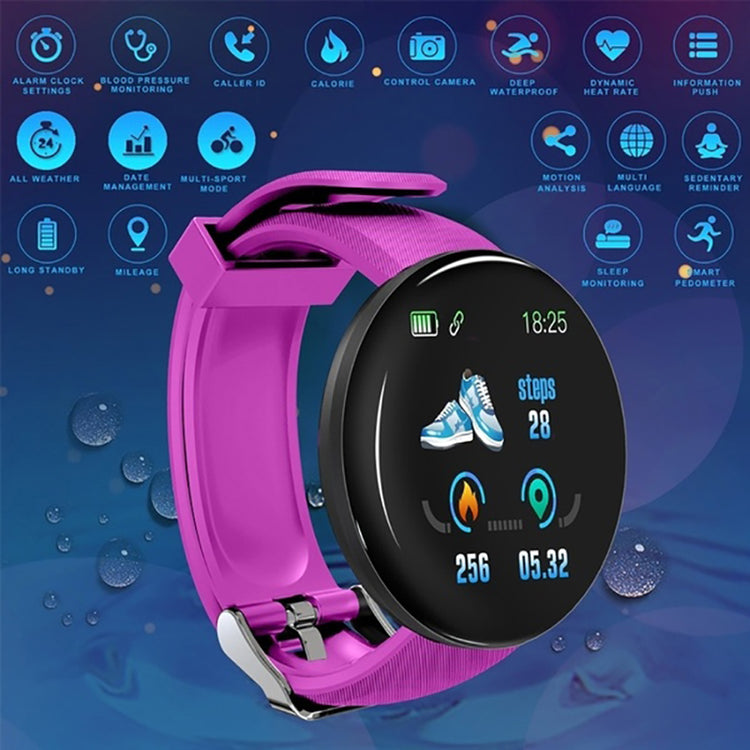 D18 Bluetooth Smart Watch - Men Women Blood Pressure Heart Rate Monitor Pedometer Sport Tracker Smart Band