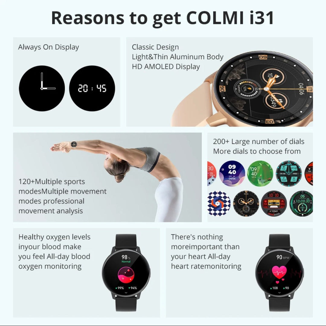 Advanced Features Colmi i31 Black Smartwatch | Smart Watch South Africa