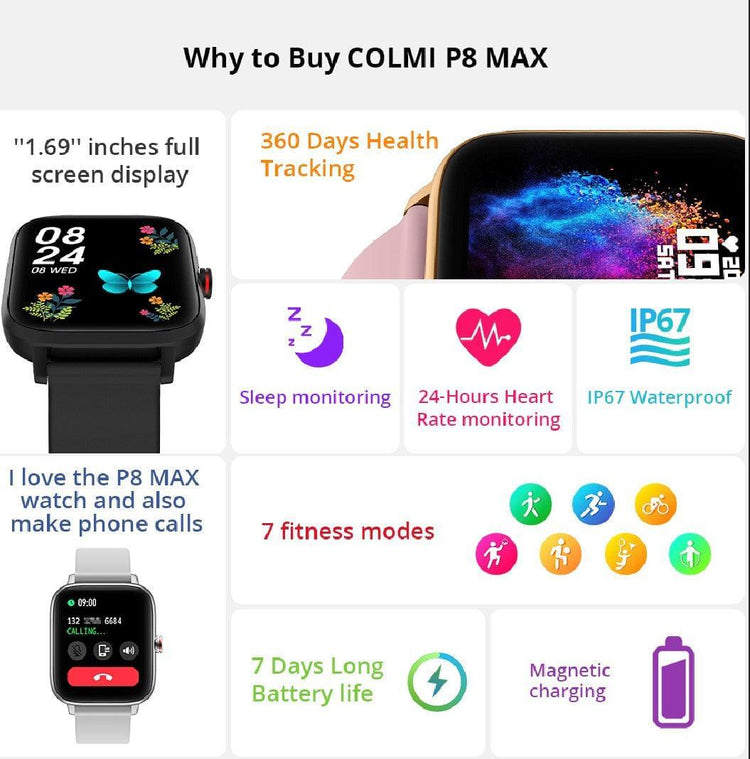 COLMI P8 MAX With BT Call Black Smart Watch South Africa