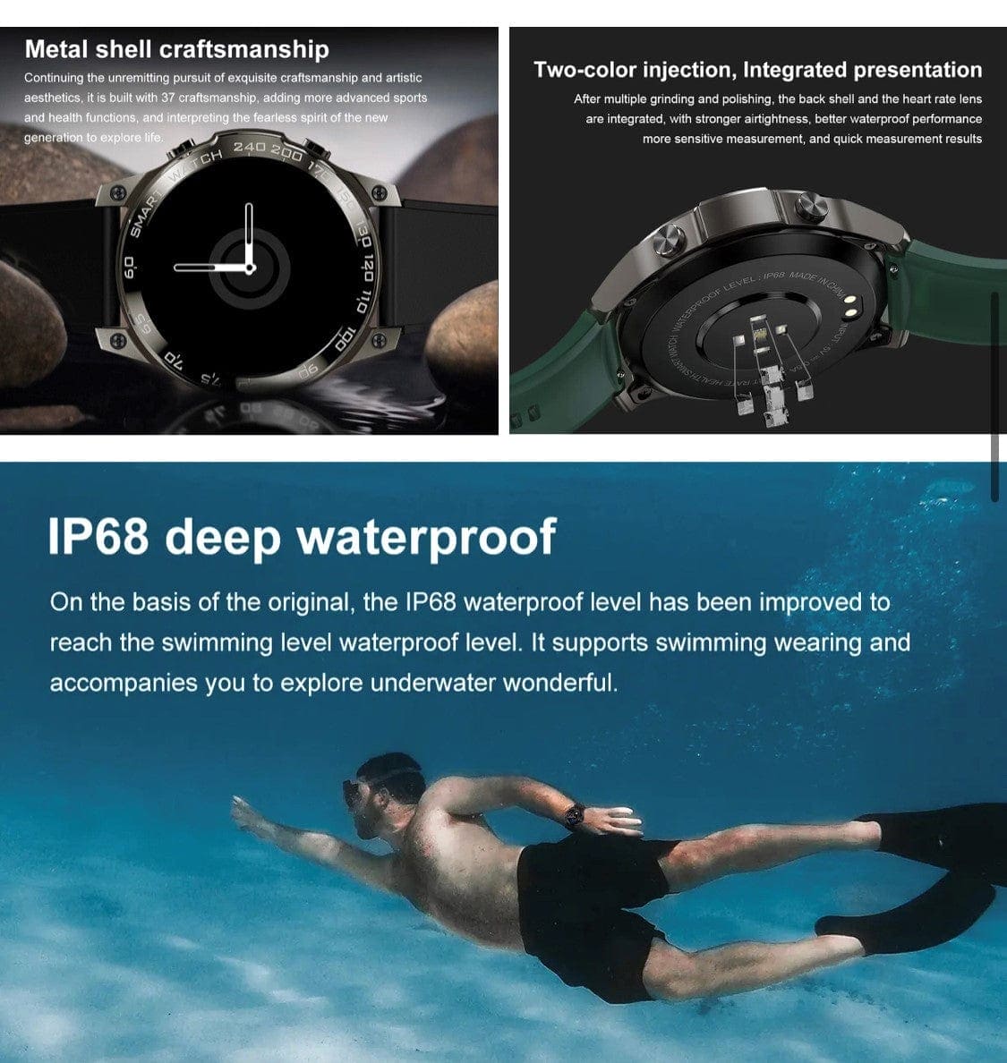 Smart Watch South Africa Smart Watch Black Senbono DM 50 Amoled Black