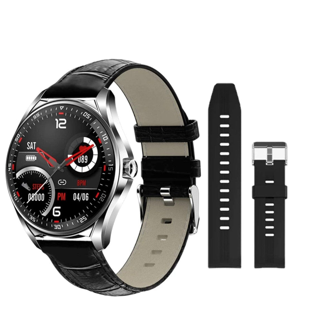 Smart Watch South Africa Watches Black Leather & Black Silicone SMARTOBY High End Business Black Leather & Black Silicone strap