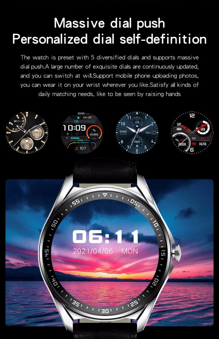Smart Watch South Africa Watches Black Leather & Black Silicone SMARTOBY High End Business Black Leather & Black Silicone strap