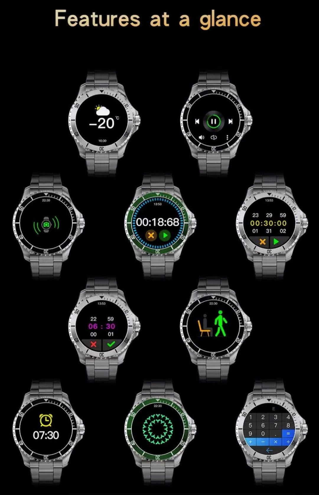 Smart Watch South Africa Watches Black SHOC II Business Smart Watch Black Extra Stainless steel silver straps availible.