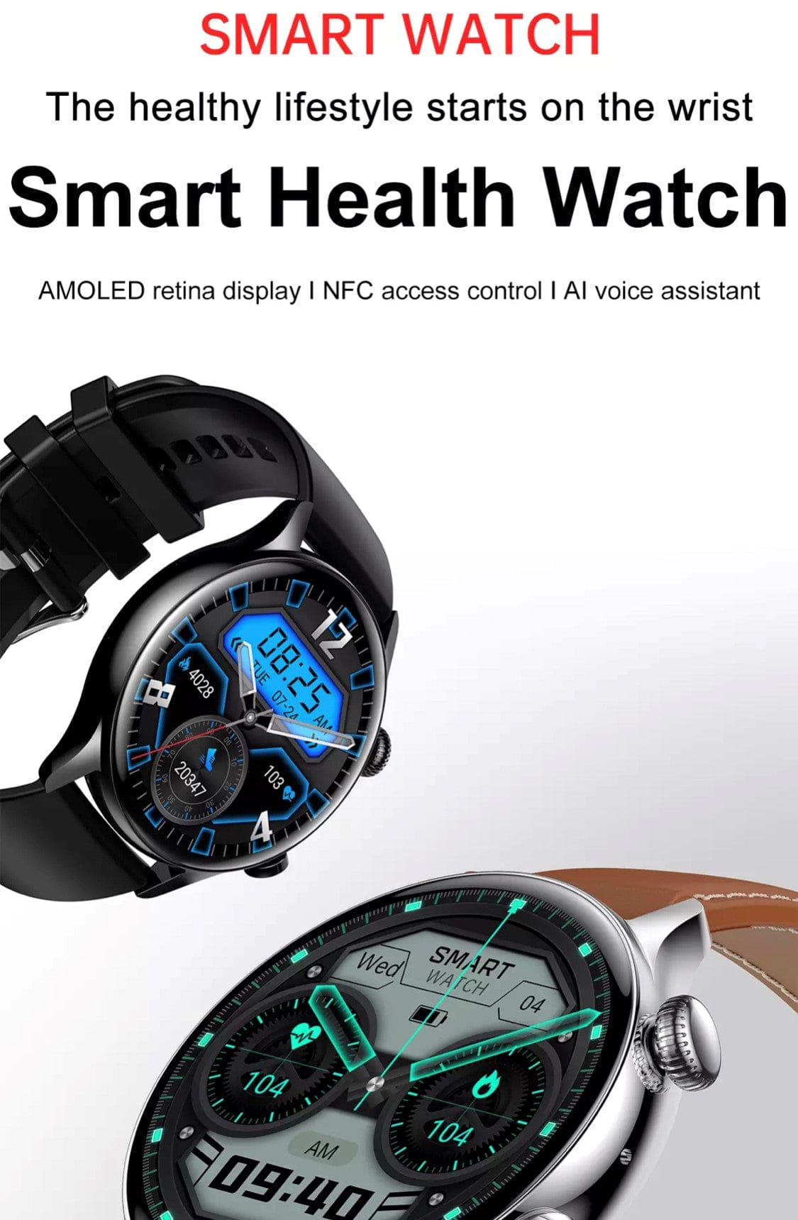 Smart Watch South Africa Watches Black Smartoby Amoled SK8 Pro Smart Watch Black --Extra leather Strap included