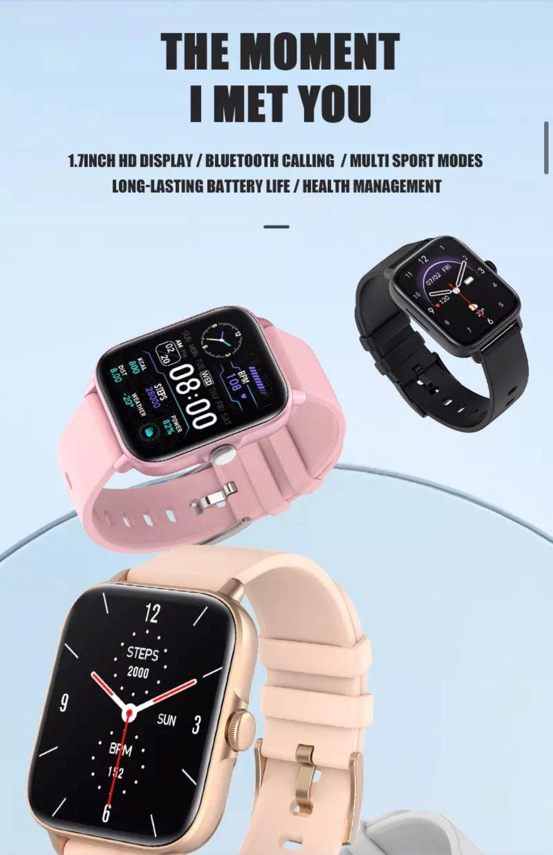 Pink Plus Smart Watch with BT caliing - Smart Watch SA