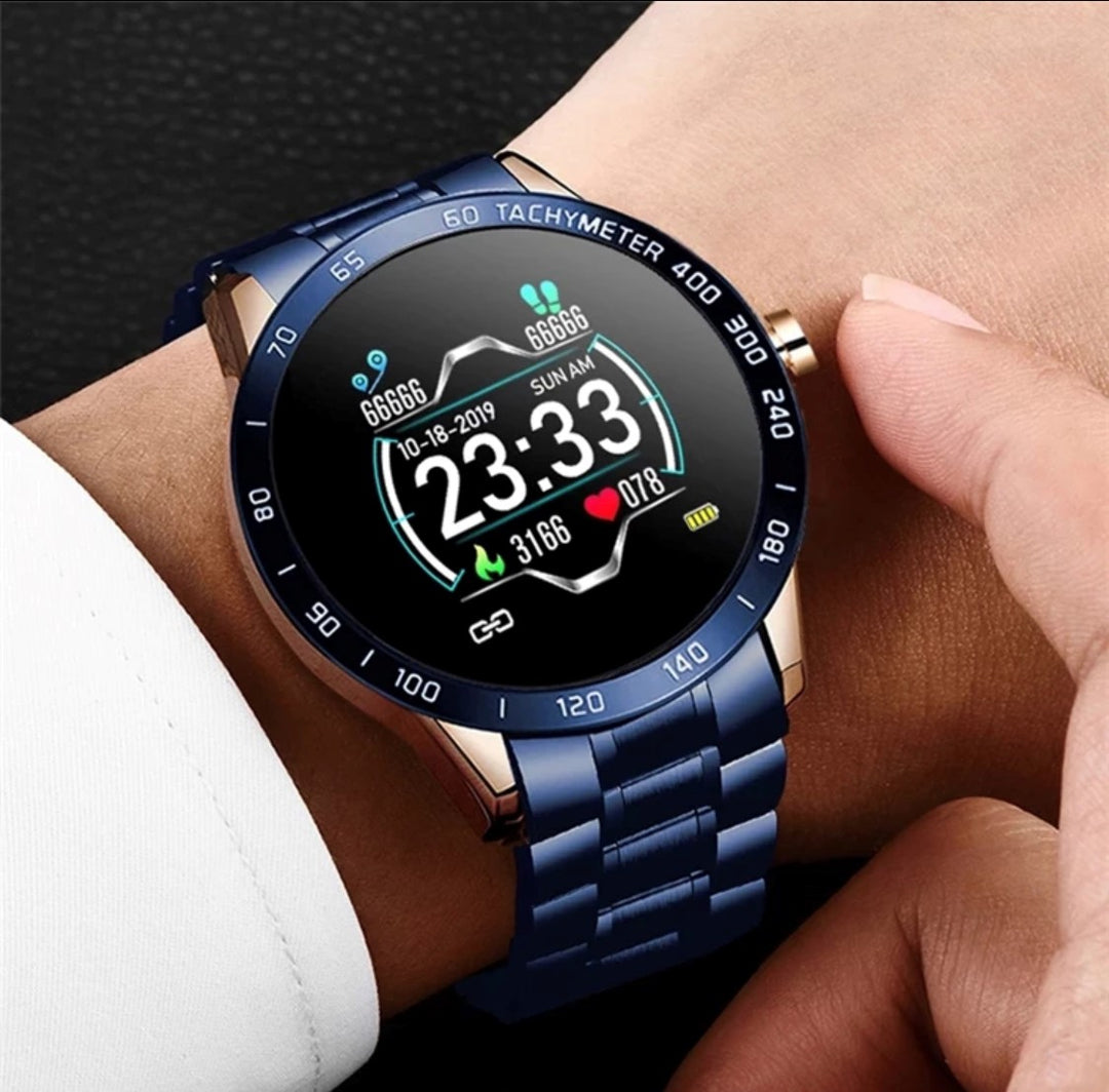 LIGE Smart Watch 122C Blue and Gold-Smart Watch South Africa 