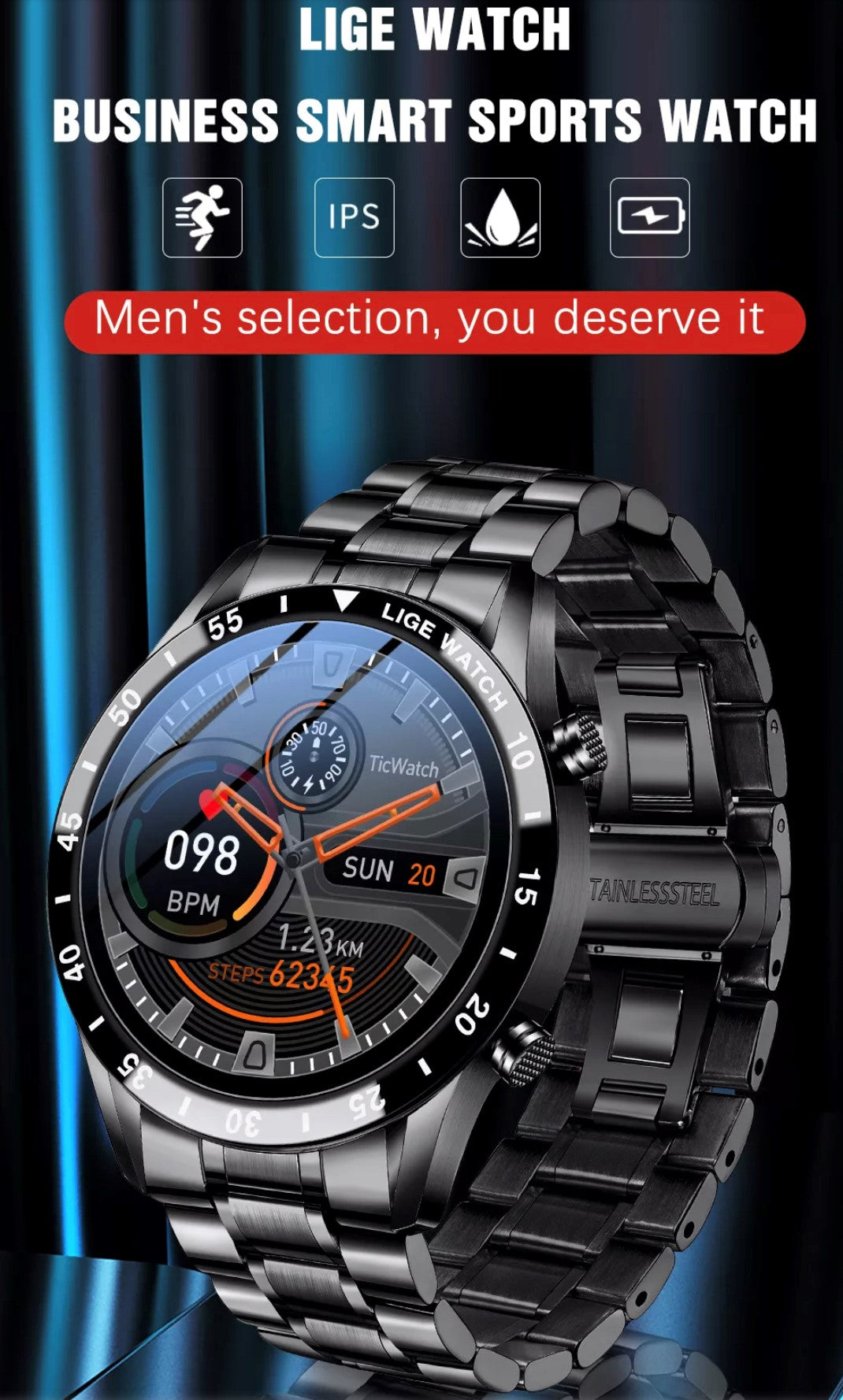 LIGE Business Professional  Men Black BW 0189 Smart Watch South Africa