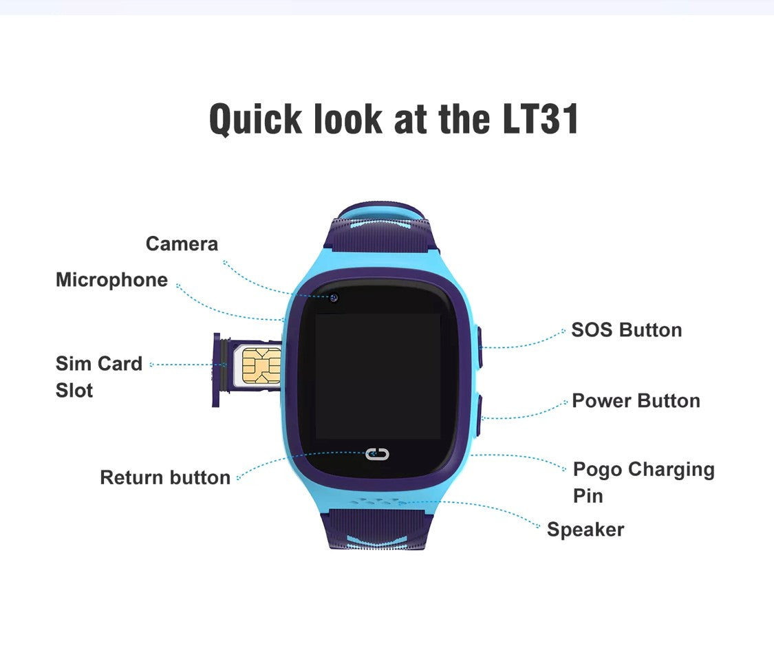 LT31 Kids Smart Watch 4G -Black Smart Watch South Africa 