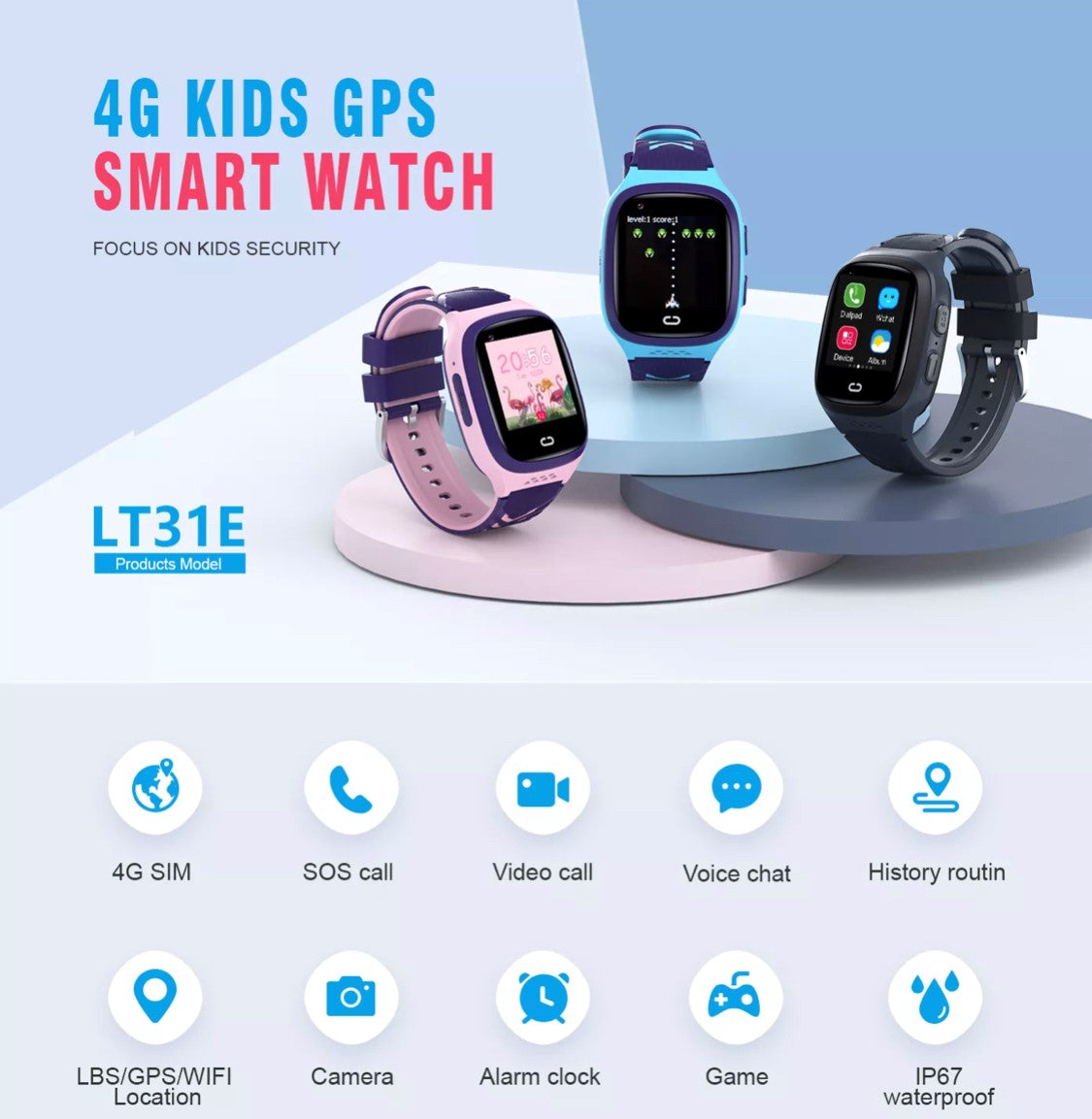 LT31 Kids Smart Watch 4G -Pink Smart Watch South Africa