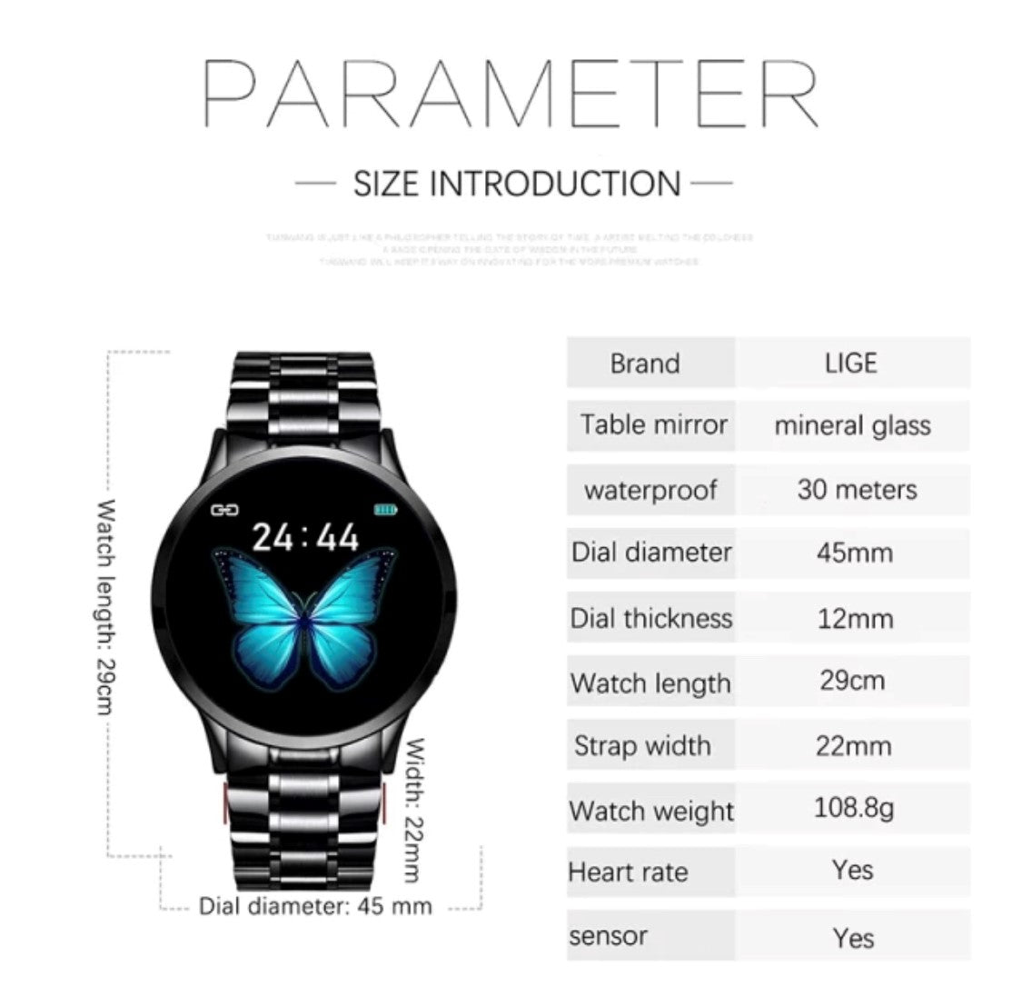 LIGE Fashion Smart watch for Ladies Black Smart Watch South Africa 